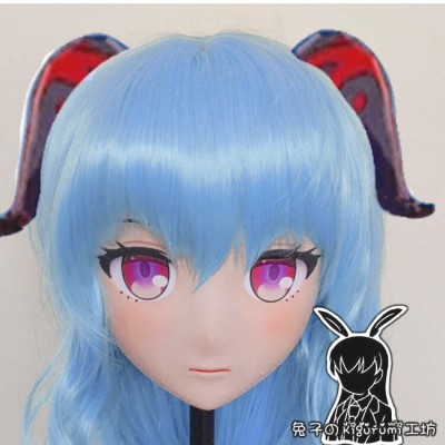 (RB2143)Full Head Quality Handmade Female/Girl Resin Japanese Anime Cartoon Character Cosplay Ganyu Kigurumi Mask